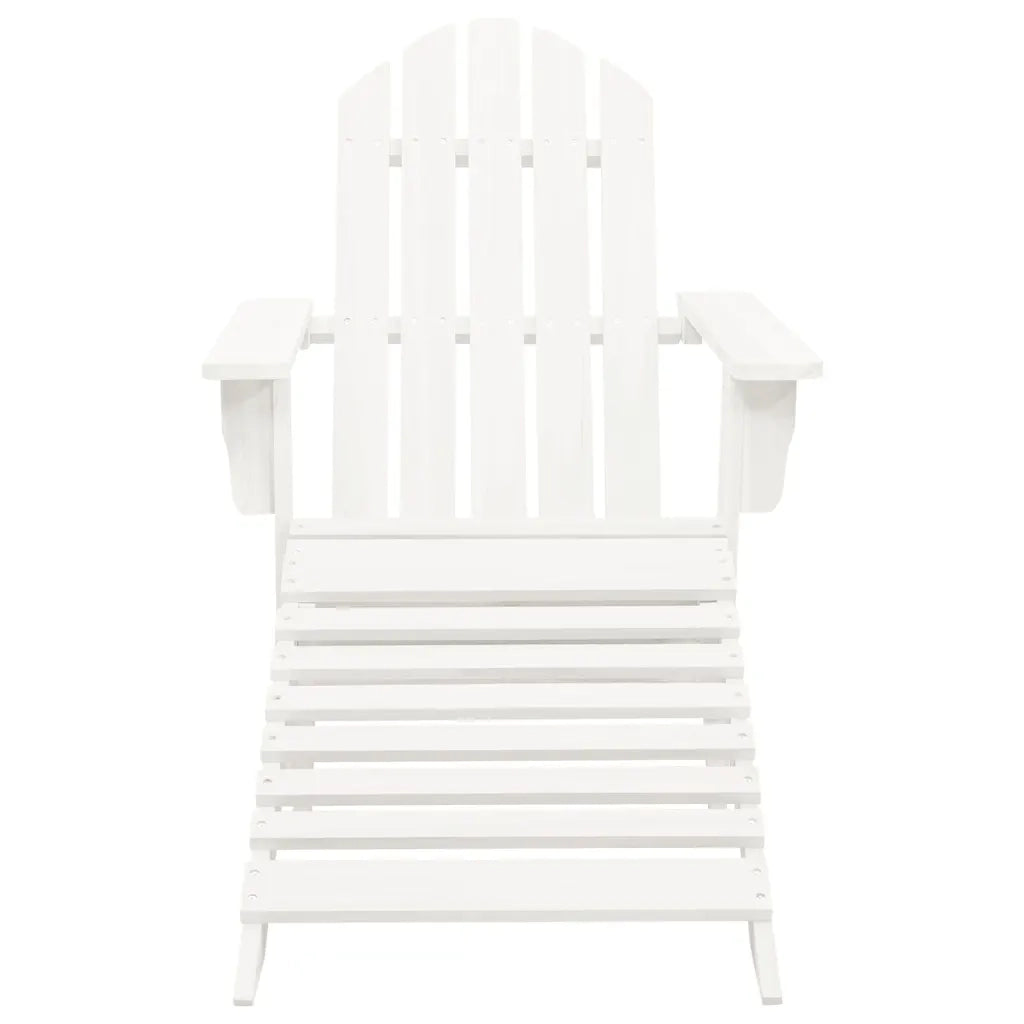 Sedia Adirondack con Ottomana e Tavolo in Abete Massello Bianco 315929