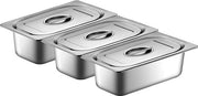 Set di piatti in acciaio inossidabile, 3 pezzi, con coperchio, set di piatti, 32,5 x 17,5 x 6,5 x 6,5 cm, set di piatti per koteletten, koteletti di pesce e koteletti di pollo, ideale per il trasporto e il servizio di