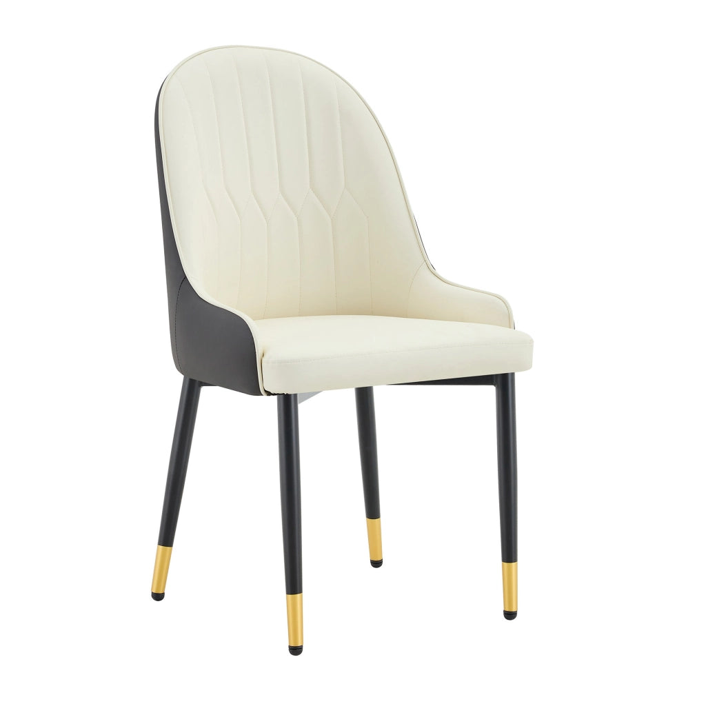 Set di 2 sedie da pranzo 91 cm con schienale a fulmine in PU e metallo grigio scuro e bianco nero