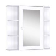 EasyComfort Specchio Bagno Contenitore, Armadietto Bagno con Specchio, Anta Centrale e Mensole in Legno Bianco (66 x 17 x 63 cm)