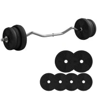 Set di pesi 25 kg totale e bilanciere con presa antiscivolo, Ø 25x120 cm, Nero