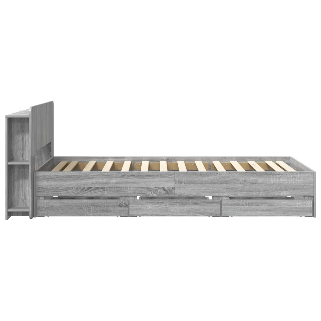 Struttura del letto con stoccaggio e testata Sonoma grigio 3433914