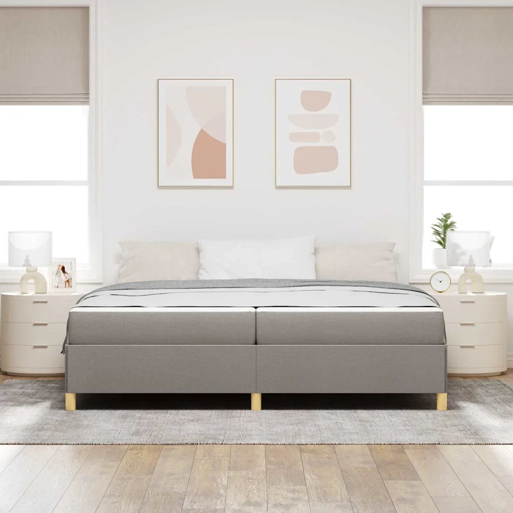 vidaXL Letto a molle con materasso Taupe e bianco 200 x 200 cm Tessuto