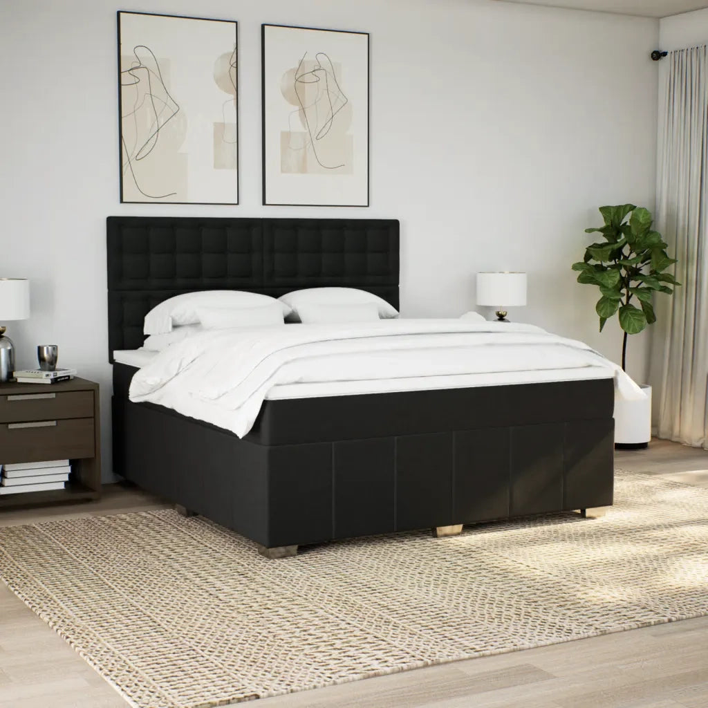 Giroletto a Molle con Materasso Nero 180x200 cm in Tessuto