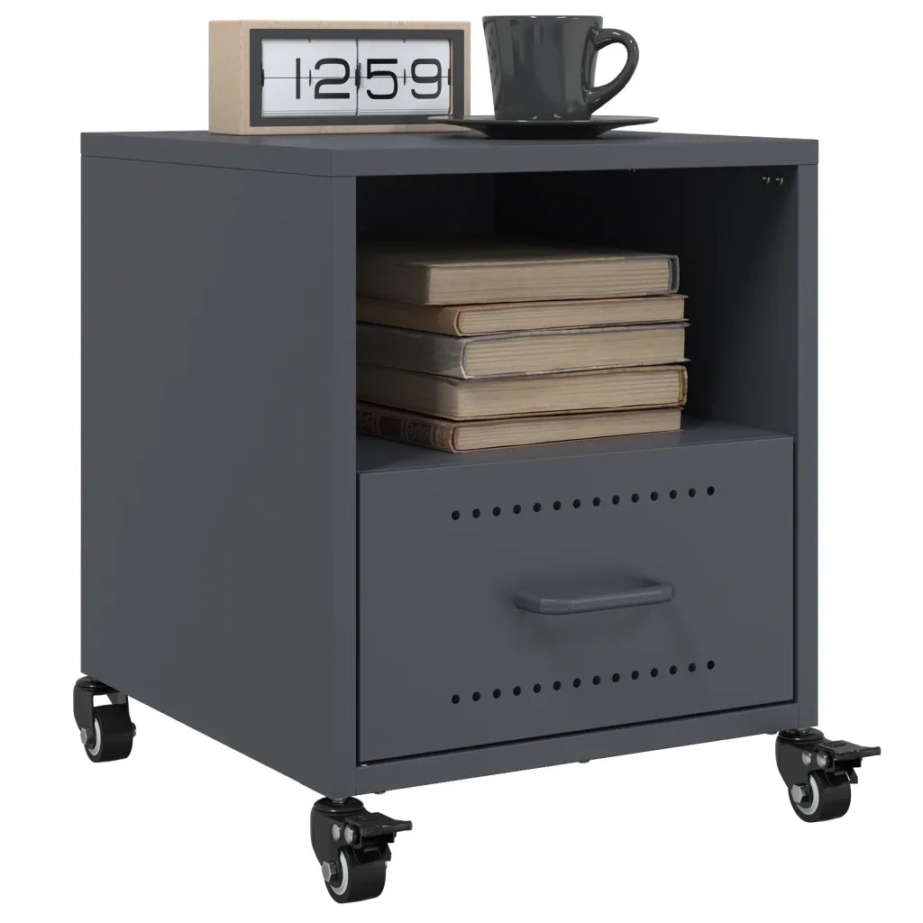 Set di 2 Comodini | Armadio da Notte | Mobiletto da notte Antracite 36x39x43,5 cm in Acciaio