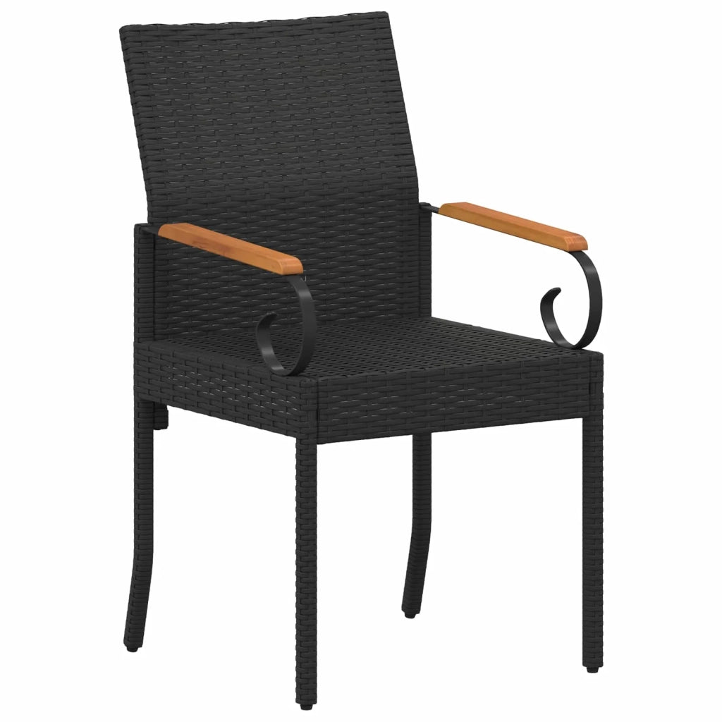 Sedie da giardino 4 pcs Nero e Turchese Polyrattan e acacia