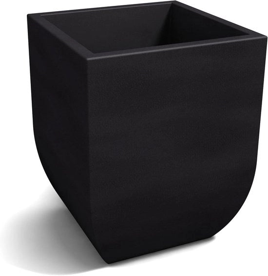 Piantina quadrata per uso interno ed esterno - Modello Salentino 30 - Polietilene liscio grafite - Dimensioni esterne 29 x 29 cm - Altezza 43,5 cm - Alta qualità - Realizzato in Italia