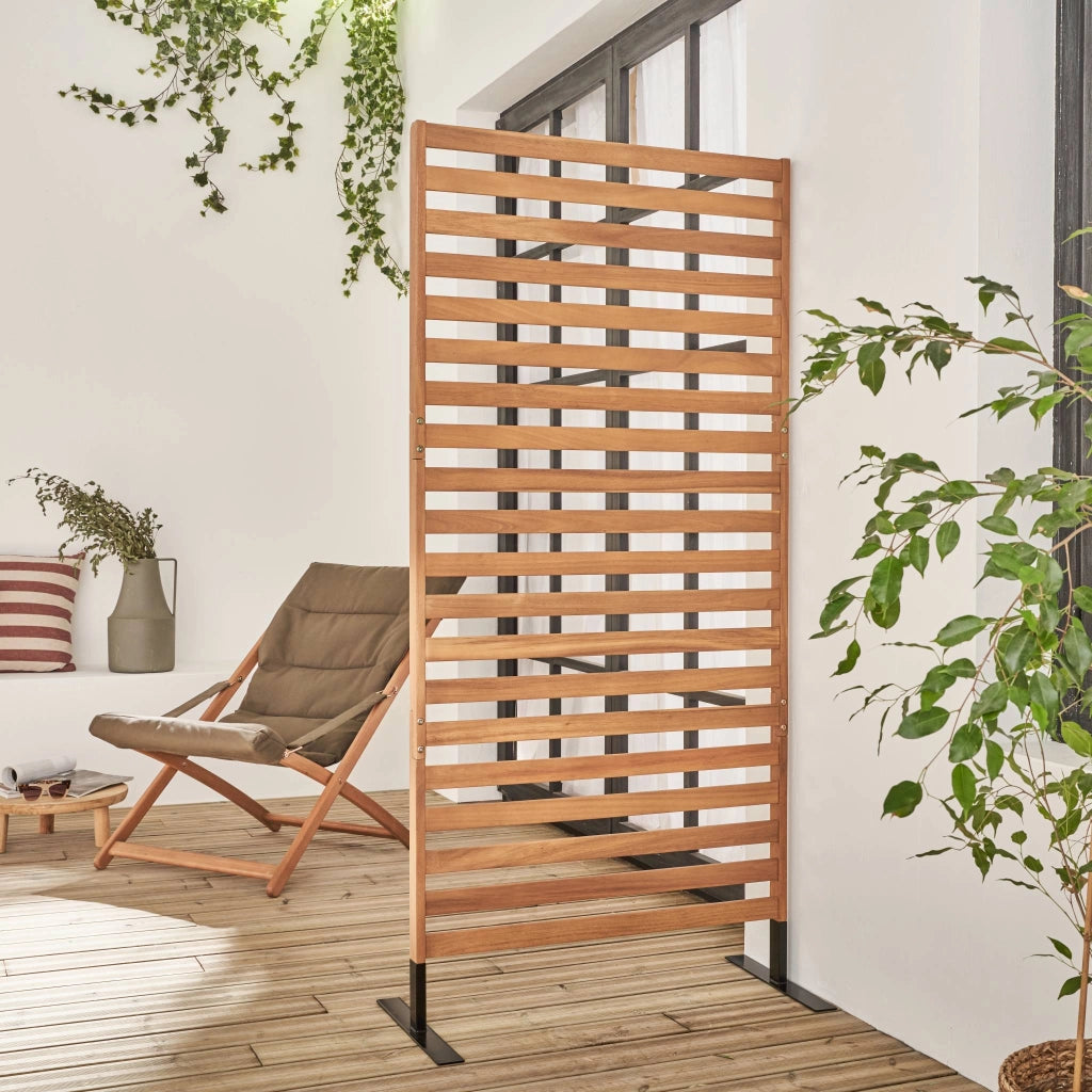 Paravento pieghevole in legno, 80x170x40cm, marrone naturale