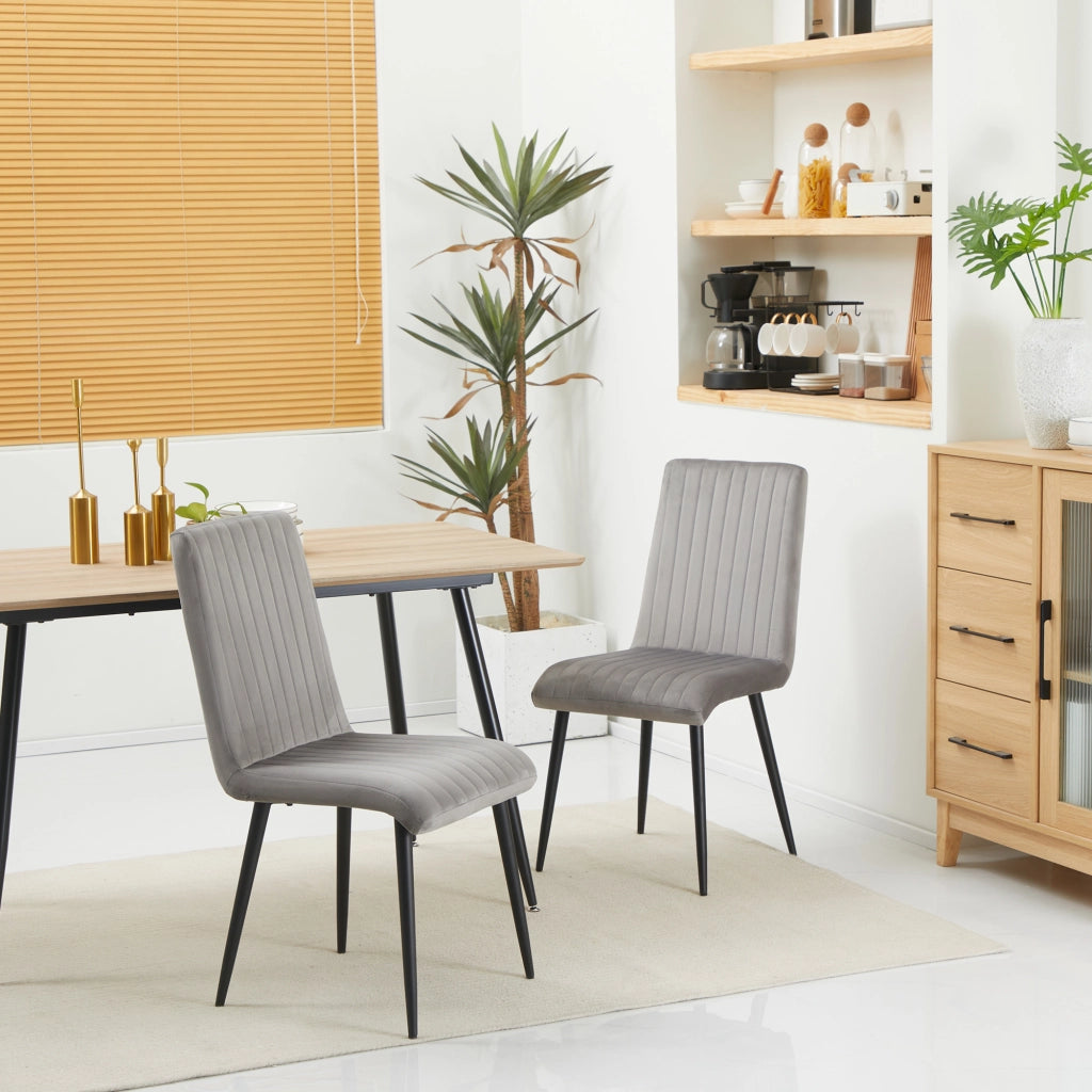 Set 2 Sedie da Pranzo Imbottite con Gambe in Metallo ¨C Zephmum ¨C Grigio e Nero 43x58x90 cm