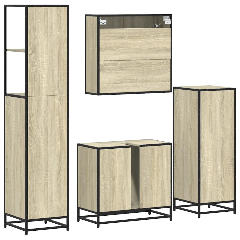 Set Mobili da Bagno 4 pz Rovere Sonoma in Legno Multistrato 3301256