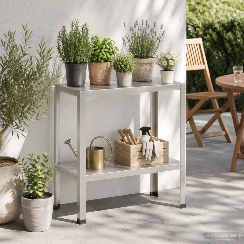 Tavolo da rinvaso 100 x 40 x 80 cm Acciaio Inox Argento 8014859