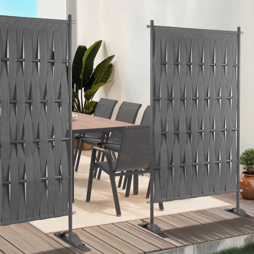 IDMarket - Schermo per esterni, fettuccia grigia, schermo decorativo, 80 x 150 cm, fettuccia e metallo, grigio antracite