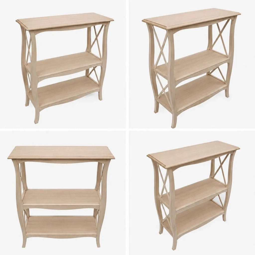 Libreria a giorno 3 ripiani legno grezzo 82x34x91 (3032) - Mobili 2G