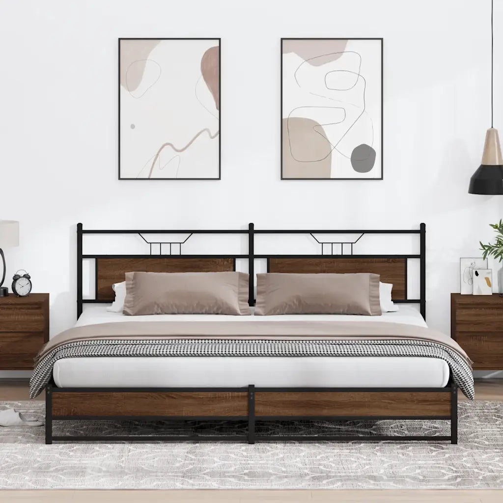 Giroletto senza Materaso in Metallo Rovere Marrone 193x203 cm