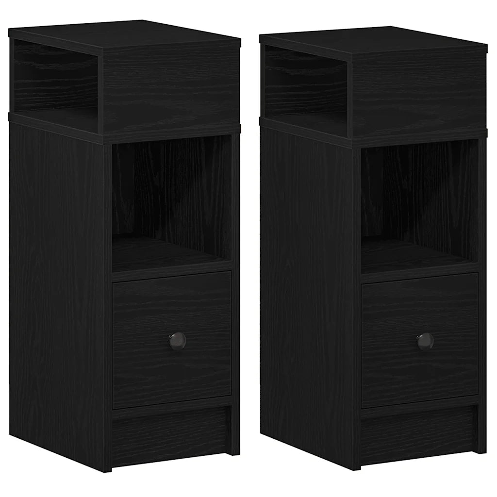 Comodini 2 pz con Cassetto Neri 25x31x66 cm 858617