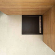 Piatto Doccia Quadrato 90x90x3cm in Pietra Vulcanica e Resina Mista Finitura Pietra Nera Ruvida Ultraslim Antiscivolo Antibatterico