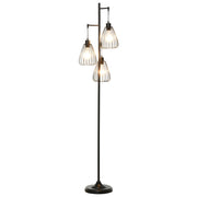 Lampada da Terra con Paralumi E27 in Metallo Nero