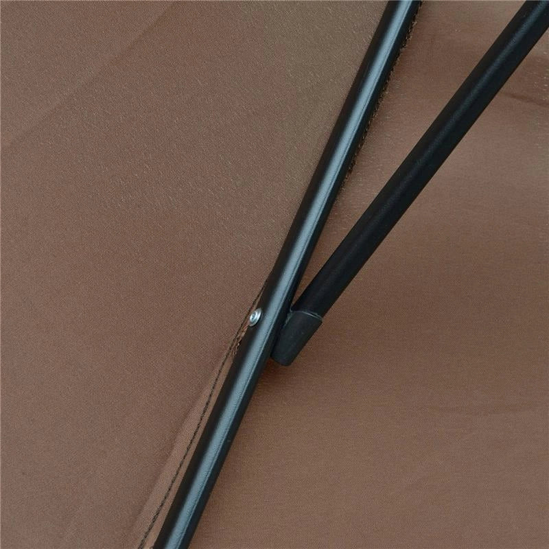 OMBRELLONE DECENTRATO Ø 3X2.5 M CON BASE A CROCE E MANOVELLA IN ACCIAIO E POLIESTERE COLOR CAFFÈ