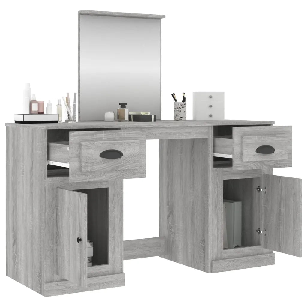 Toeletta | Tavolo da Trucco con Specchio Grigio Sonoma 130x50x132,5 cm