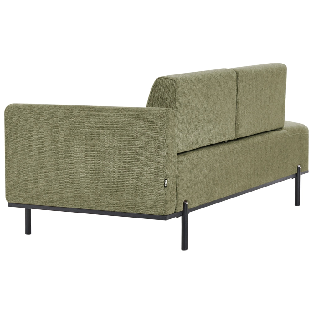 Chaise Lounge a destra Verde in finto lino Stile minimalista Gambe in metallo Chaise da salotto