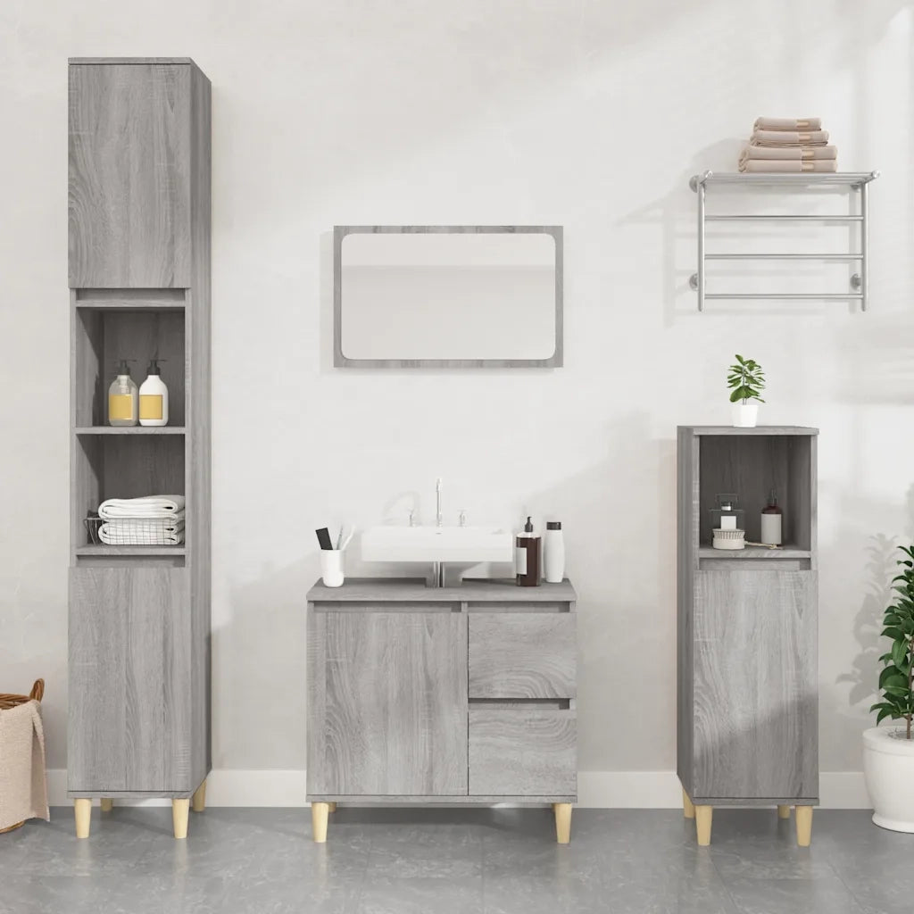 Armadietto Bagno | Armadio da bagno Grigio Sonoma 65x33x60 cm in Legno Multistrato