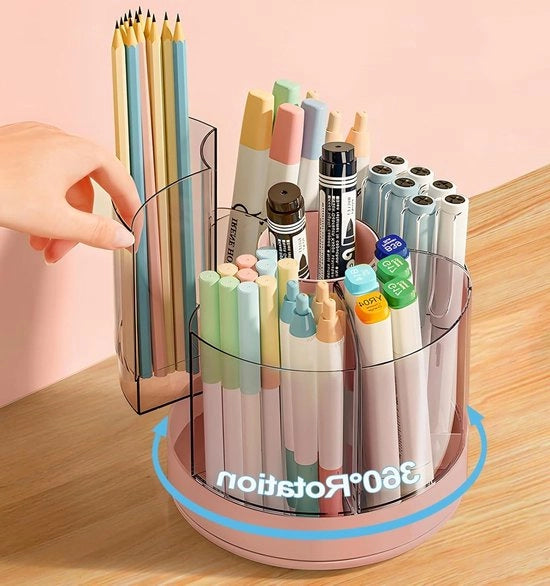 Organizzatore di Penna 360° Rotante per Scrivania - Sistema di Organizzazione per Pennarelli