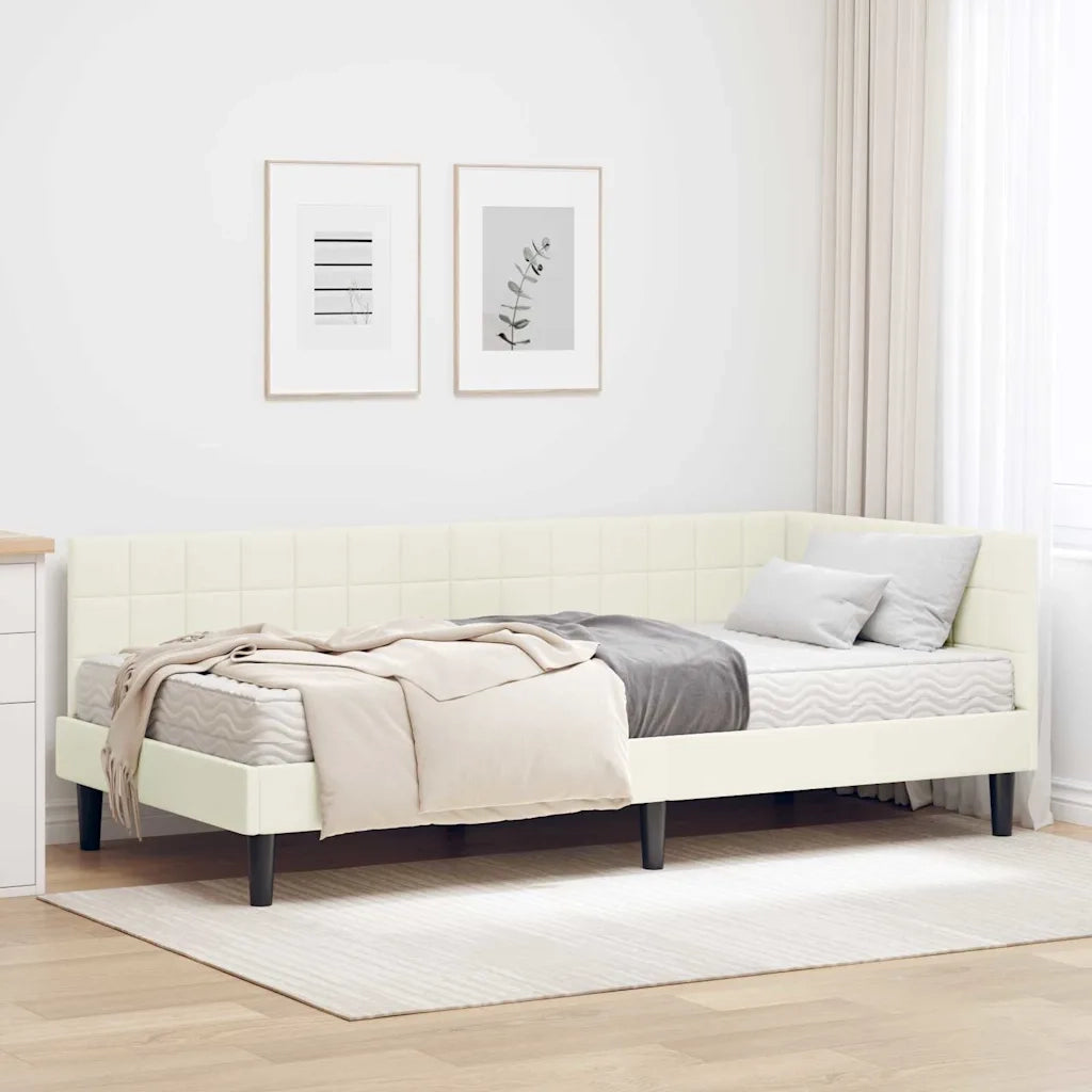 Struttura Letto Angolare con Materasso 2 pcs Crema Velluto 3393985