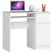 Scrivania per computer AKORD PIKSEL Bianco 90 cm 1 anta 1 cassetto 90x50x77 cm Modello a destra