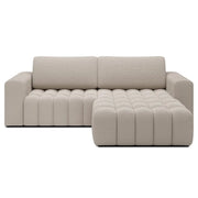 Divano angolare convertibile DORY beige chiaro 250 cm con contenitore angolo destro