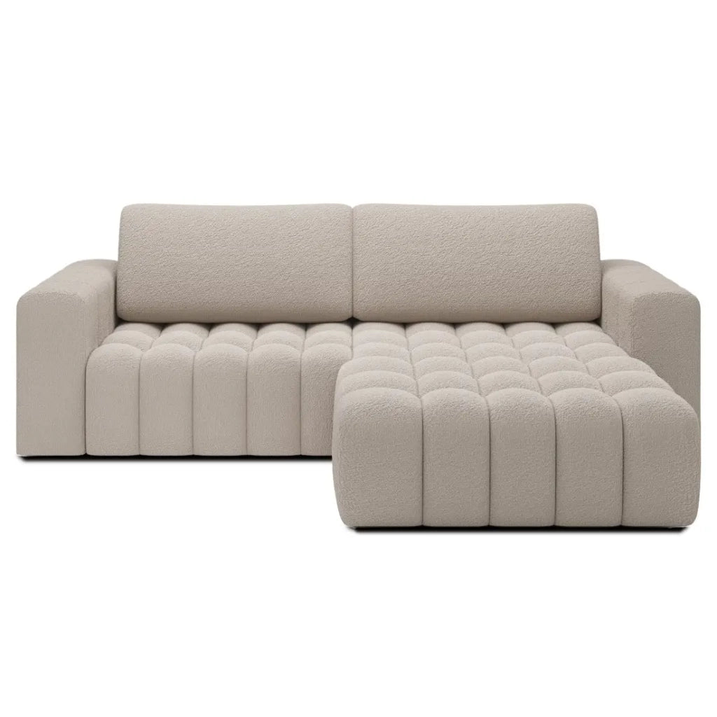 Divano angolare convertibile DORY beige chiaro 250 cm con contenitore angolo destro