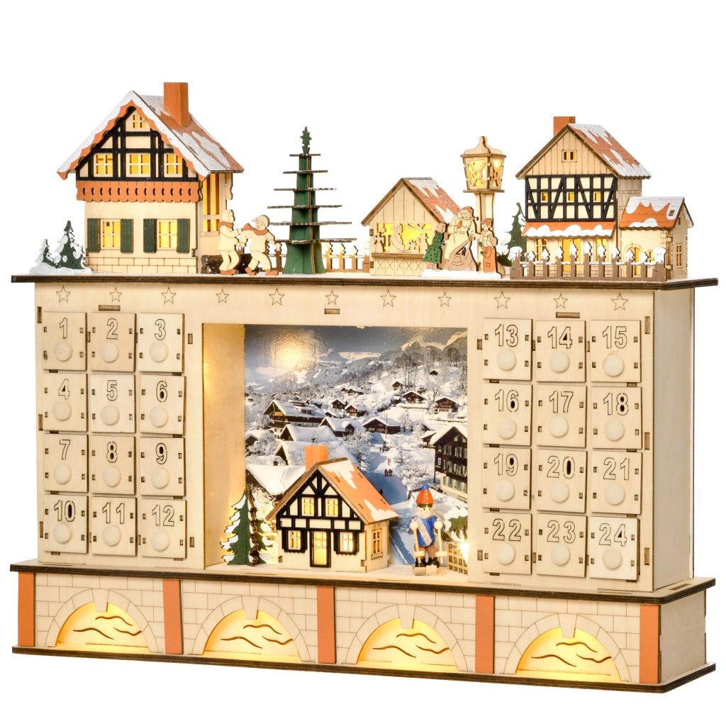 Calendario dell'Avvento in Legno con 24 Cassetti ¨C zephmum ¨C 44x10x37cm