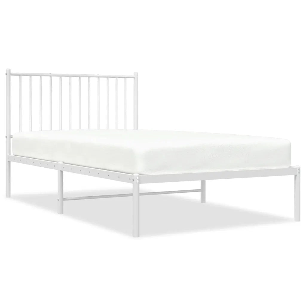 Giroletto con Testiera-Struttura Letto con testiera Metallo Bianco 100x190 cm 591487