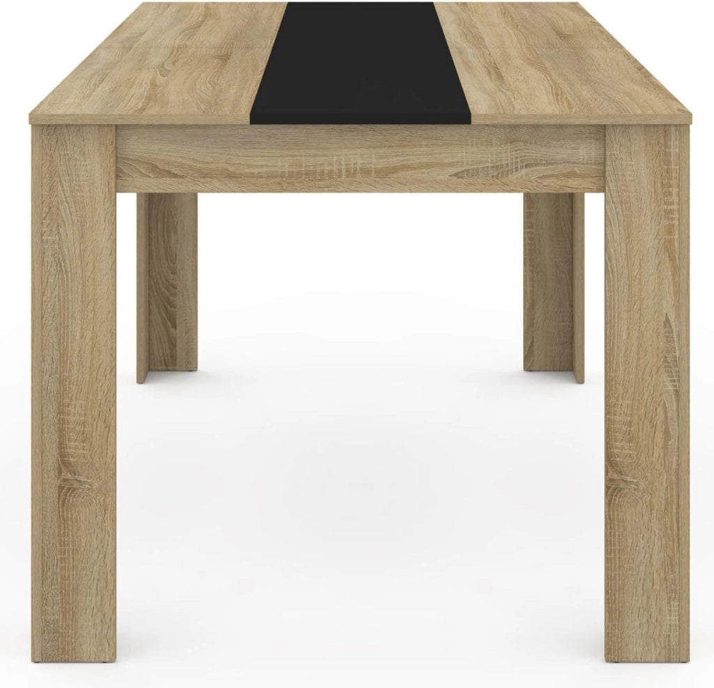 Tavolo da pranzo rettangolare GEORGIA a 6 posti in simil-faggio e nero 140 x 80 cm
