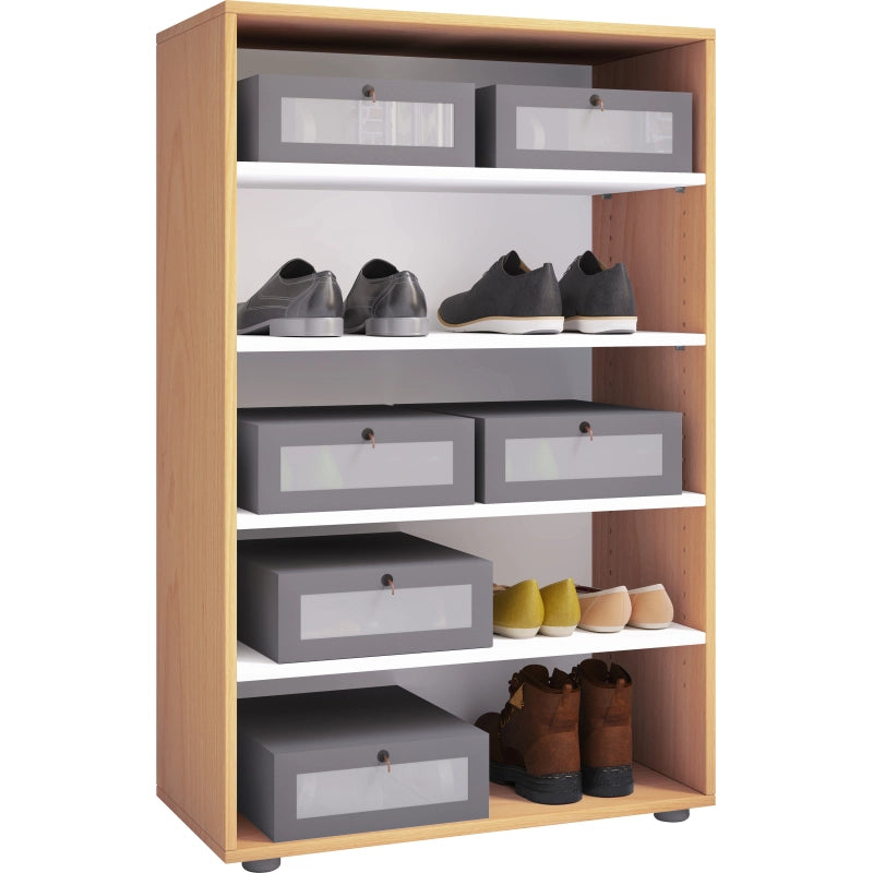 Legno Max Scarpiera H110 L70 P37 cm Mobile Porta Scarpe Salvaspazio con Ripiani Regolabili Colore Betulla