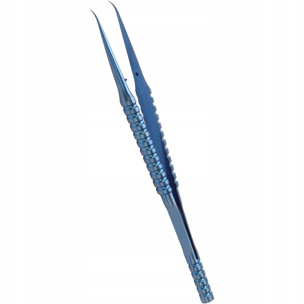 Pinzetta di Precisione in Titanio Curva (Blu) – Materiale di Alta Qualità, Resistente alla Corrosione | Lunghezza 140 mm