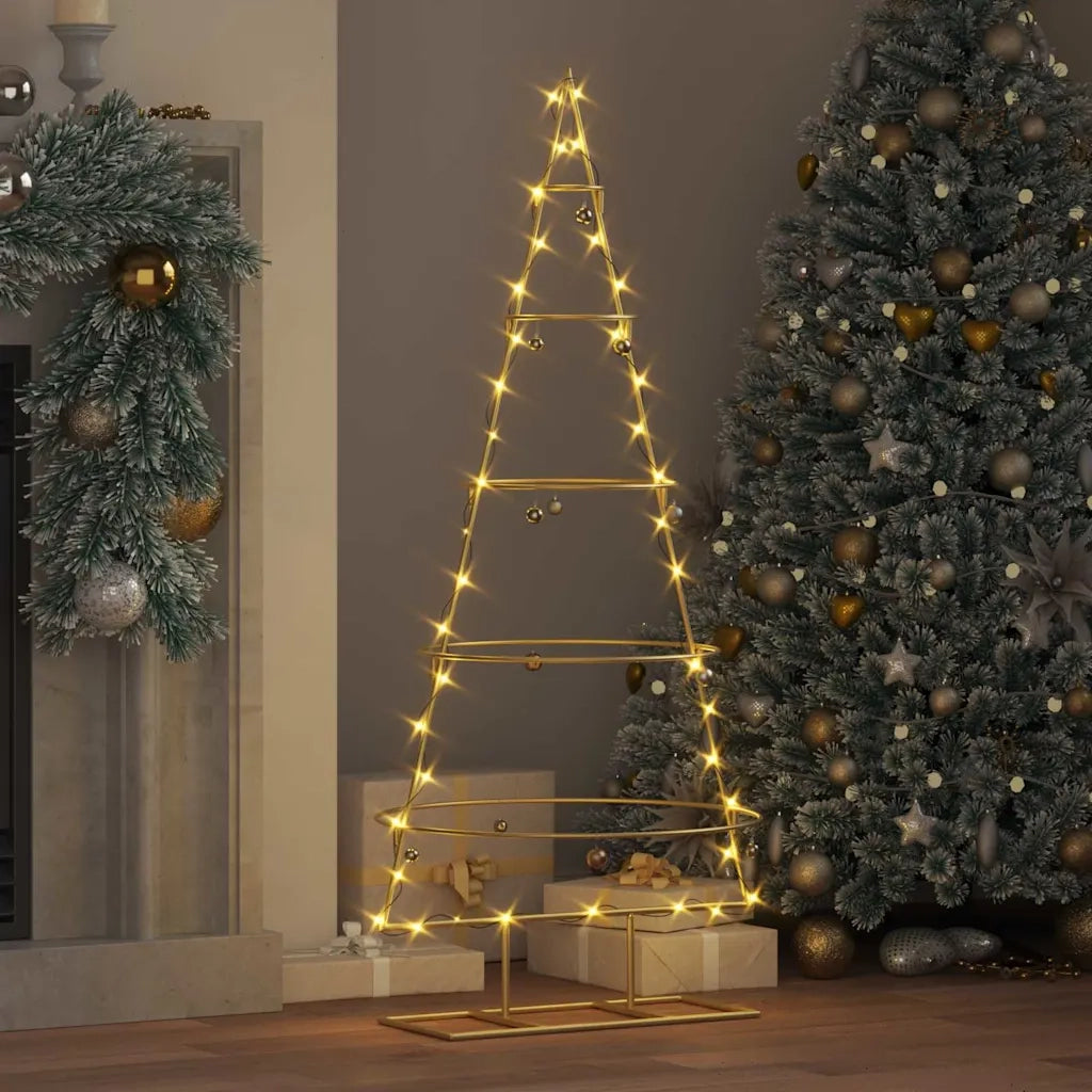 Albero di Natale in metallo con supporto Oro 125 cm 42019153