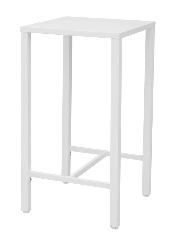 Cheonda - Tavolo Iseo  Alto Contract - Acciaio 60 X 60 Cm - Da Montare - Impilabile Con Gommini Distanziatori - Gambe 4,5 Cm X 4,5 Cm X 1,5 Mm Con Piedini Regolabili - Colore: Bianco