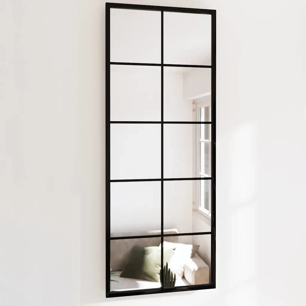 Specchio da Parete-Specchio a Muro-Specchio Decorativo Nero 100x40 cm in Metallo
