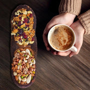 Scaletta in legno naturale, piatto da servizio per insalate, verdure e frutta, grande e profondo, adatto per famiglie e feste. (Tray with Two Compartments)