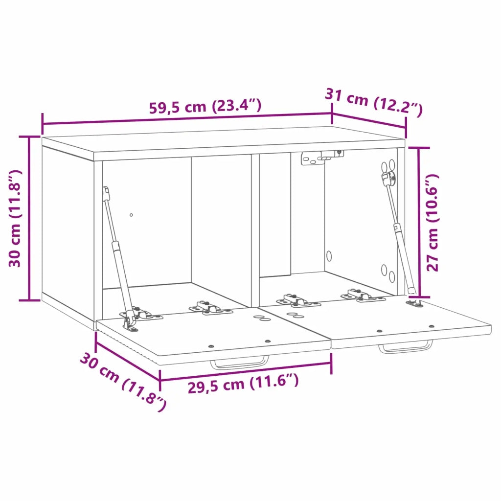 Mobile Porta TV da Muro Grigio Cemento 59,5 x 31 x 30 cm 898708