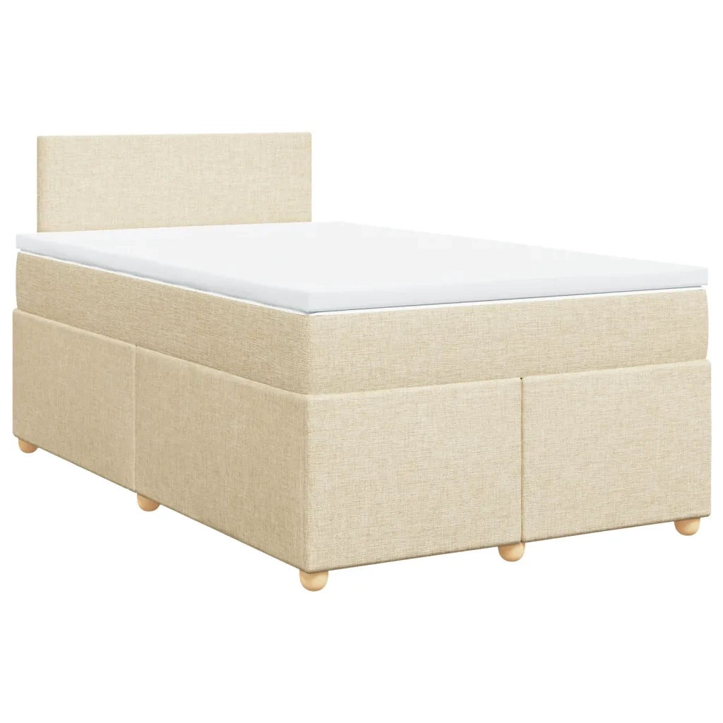 Giroletto a Molle con Materasso Crema 120x200 cm in Tessuto