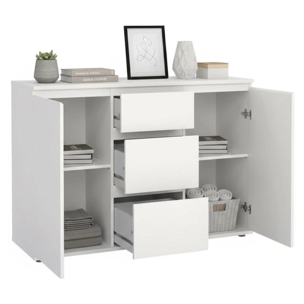 Credenza Zumpano, Buffet da soggiorno, Madia da salotto, Dispensa da cucina, 119x40 h84 cm, Bianco