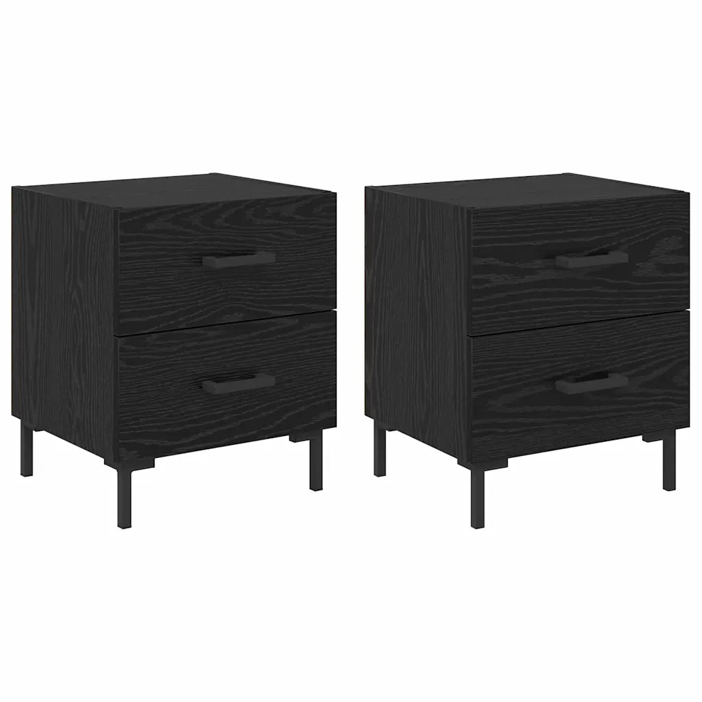 Armadio da Notte 2 pcs Rovere Nero 40 x 35 x 47,5 cm