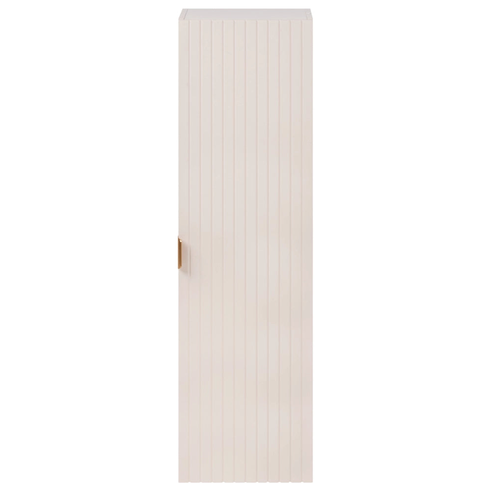 Mobile da bagno sospeso con struttura in MDF beige, 4 ripiani, frontali scanalati, stile glamour