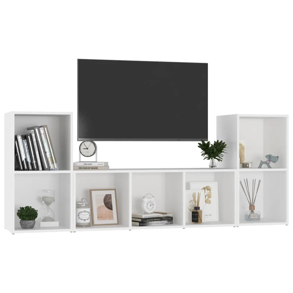 Set Mobili Porta TV 3 pz | Armadietto TV | Mobile Porta TV Bianco in Legno Multistrato