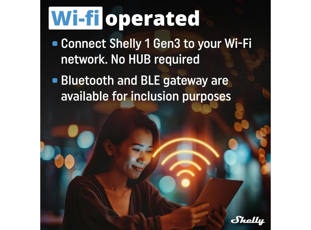 Interruttore Shelly 1PM Gen 3 Relè Smart 1 Canale Monitoraggio Consumi WiFi Bluetooth Matter 16A AC/DC