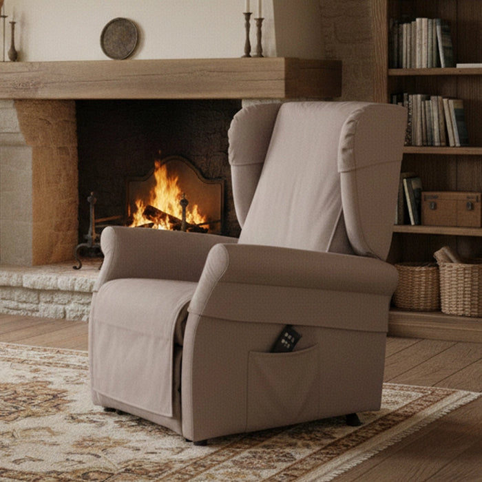 Poltroncina Treia, Poltrona Sfoderabile Made in Italy, 75x84x107h cm Beige