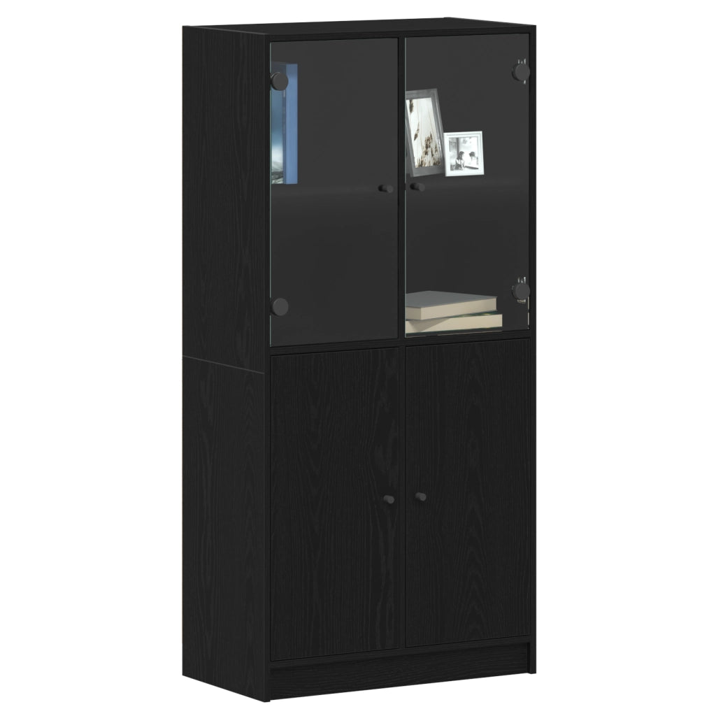 Highboard con Ante Rovere Nero 68x37x142 cm Legno ingegnerizzato