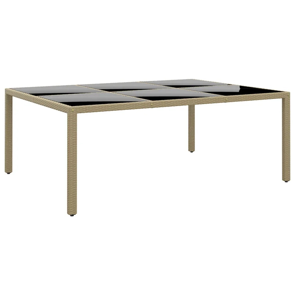 Tavolo Giardino 200x150x75 cm Vetro Temperato Polyrattan Beige cod mxl 34095