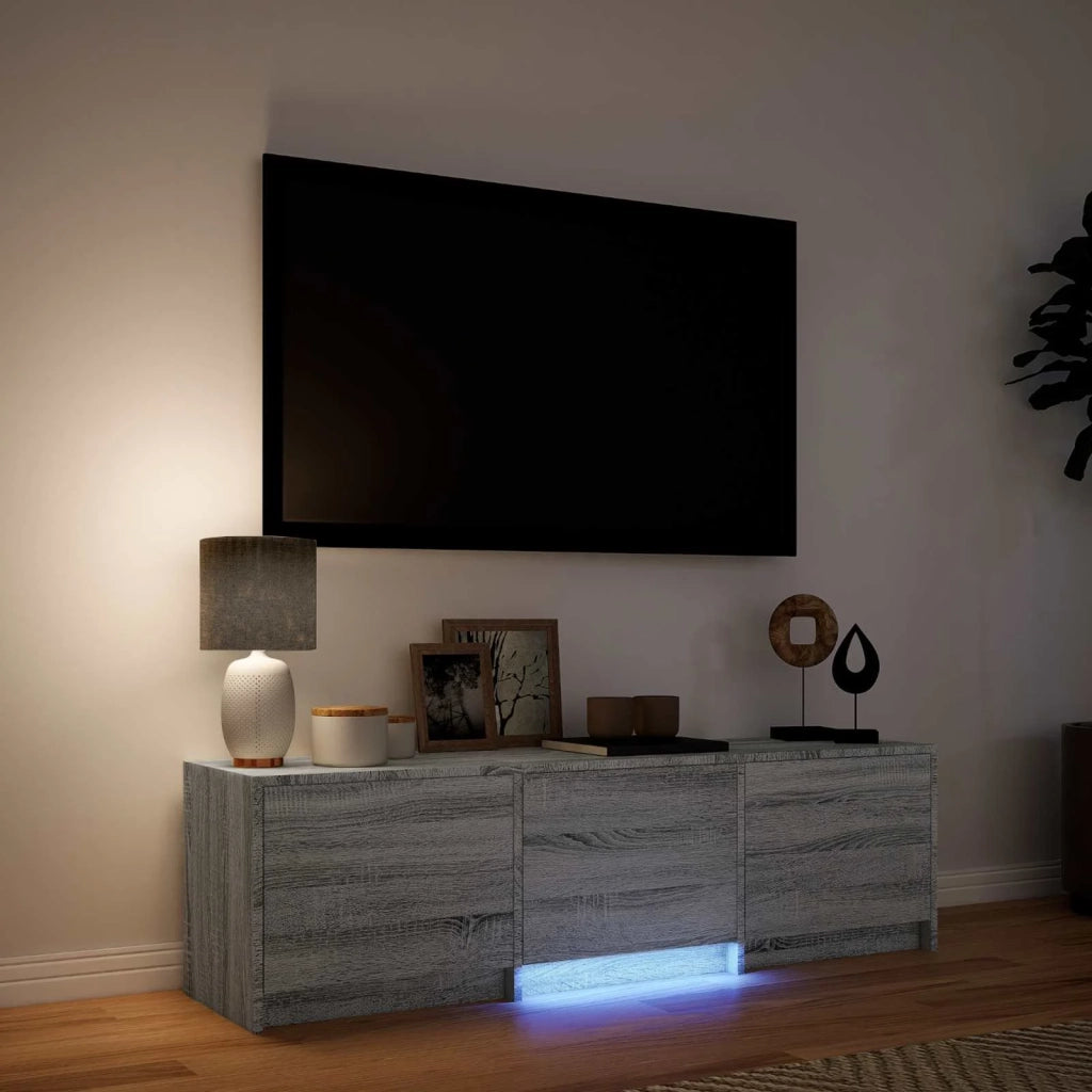 Mobile TV con LED-Credenza per TV Sonoma grigia 140 x 34 x 40 cm